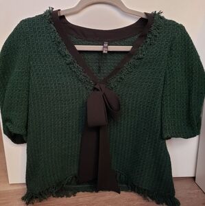 ZARA trf Collection Women's Tweed Green Blouse Size S